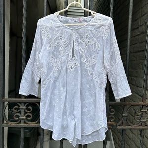 Calypso St Barth white lace/eyelet tunic
